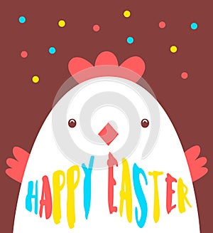 Happy Easter greeting card with cute and colored text. Vector illustration