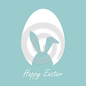 Happy Easter Greeting card with egg and rabbit, Funny illustration vector on color background