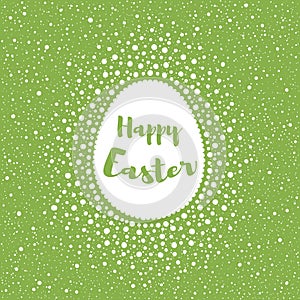 Happy Easter greeting card, egg shape and dots, splash, specks