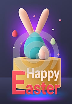 Happy Easter greeting card with eggs in pastel colors spring holiday celebration card