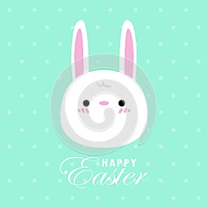 Happy Easter greeting card. Little Rabbit Bunny Easter banner template isolated on Background.