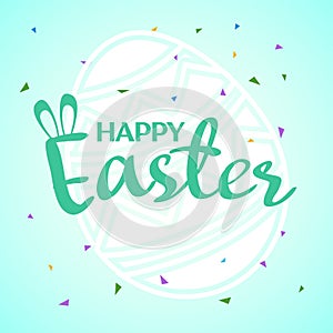 Happy Easter. Greeting card text template with Easter eggs.