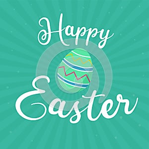 Happy Easter. Greeting card text template with Easter eggs.