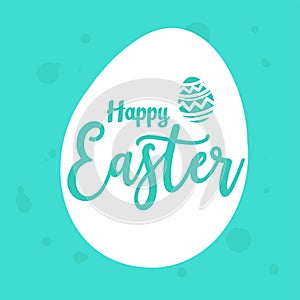 Happy Easter. Greeting card text template with Easter eggs.