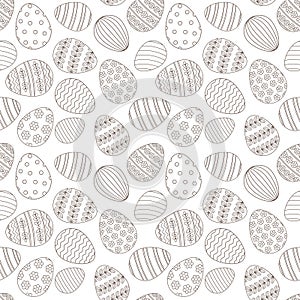 Happy Easter greeting seamless pattern with decorated painted Easter eggs