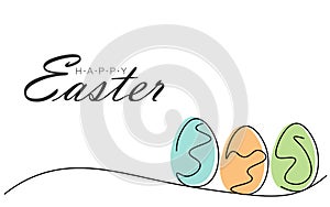 Happy Easter greetings card with eggs, vector illustration