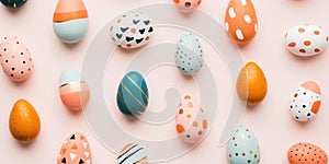 Happy Easter Greetings card of some colorful painted Easter eggs