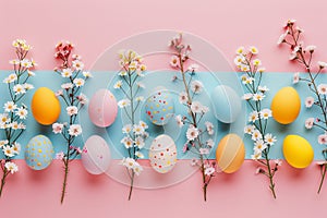 Happy easter grinning Eggs New life Basket. White bunny tail Bunny Easter tablecloth. Easter festiveness background wallpaper