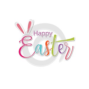 Happy Easter. Hand drawn calligraphic lettering. Isolated color text on white background. Vector illustration