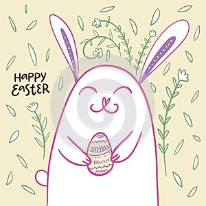 Happy Easter hand drawn colorful lettering. Holiday vector illustration isolated on pink background
