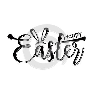 Happy Easter. Hand drawn lettering. Isolated text on white background. Vector illustration