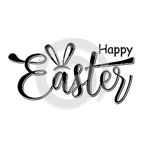Happy Easter. Hand drawn lettering. Isolated text on white background. Vector illustration