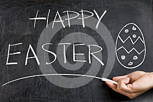 Happy Easter Hand Egg Blackboard