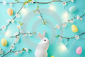 Happy easter Handcrafted bouquet Eggs Easter Vigil Basket. White salvation Bunny tailored greeting. Love background wallpaper