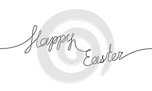 HAPPY EASTER handwritten inscription. Hand drawn lettering. alligraphy. One line drawing of phrase Vector illustration photo
