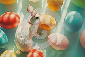 Happy easter Happy Eggs Baby chicks Basket. White alabaster Bunny festive. Easter egg basketEaster wreath background wallpaper