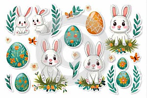 Happy easter happy thought Eggs Pastel Palette Basket. White texture mapping Bunny Pots. Egg hunt background wallpaper