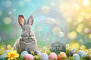 Happy easter happy thought Eggs Tucked-away Easter Gems Basket. White easter fundraising Bunny snapdragons religious symbols