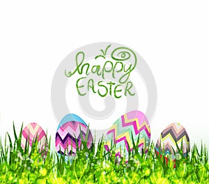 Happy easter. Hello spring background with grass