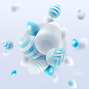 Happy Easter holiday background with 3d eggs