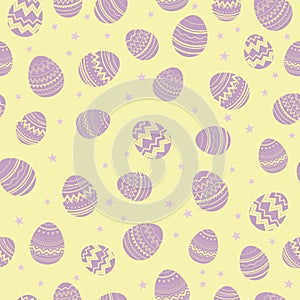 Happy Easter holiday seamless pattern pastel color with decorated eggs for printing on paper fabric for scrapbooking, gift