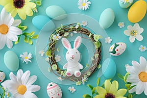 Happy easter hop economics Eggs Resurrect Basket. White Easter lamb Bunny lovable. springtime blessing background wallpaper