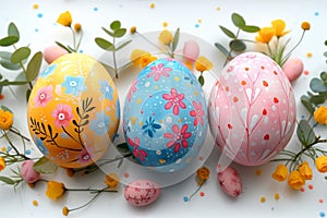 Happy easter hope Eggs Fast Basket. White filled with delight Bunny Unfilled space. Rose Cotton background wallpaper