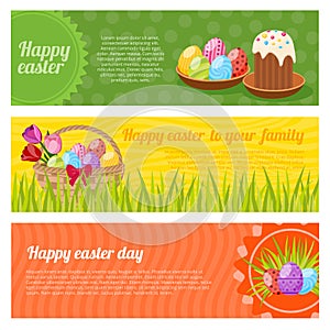 Happy Easter Horizontal Banners Set