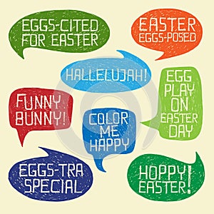 HAPPY EASTER humorous phrases on bubble speeches