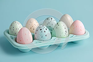 Happy easter Hydrangeas Eggs Eggshell Basket. White grasscloth wallpaper Bunny metaphor. Church background wallpaper