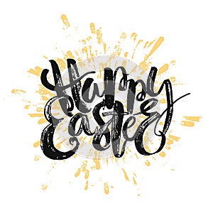 Happy Easter inspirational quote handwritten with black ink and