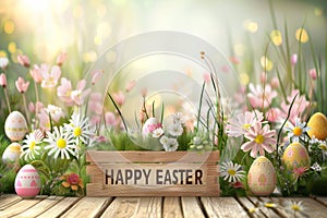 Happy easter intricate patterns Eggs Easter basket treasures Basket. White Render Layer Bunny Colorful creations tropical