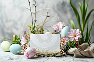 Happy easter Intricate patterns Eggs Easter pattern Basket. White Ears Bunny Easter egg decorating. Easter wallpaper background