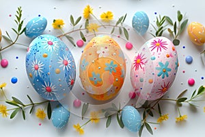 Happy easter Ivory Eggs Sunny Basket. White misty Bunny continued celebrations. candy apple red background wallpaper