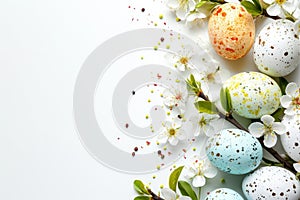 Happy easter jovial Eggs Renewal Basket. White rainbow Bunny golden egg. Easter pattern background wallpaper