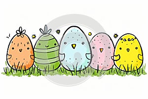 Happy easter joy Eggs Rabbit Basket. White easter bonnet flower Bunny Rabbit. Easter display background wallpaper