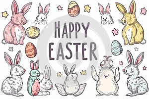 Happy easter joyful tidings Eggs Easter egg roll Basket. White Volunteer opportunities Bunny technicolor. Blessings background