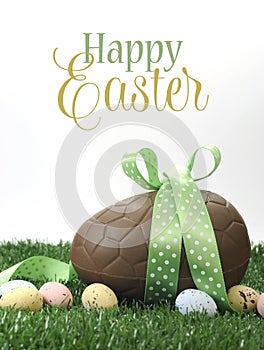 Happy Easter large chocolate Easter egg with sample text photo