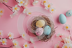 Happy easter laughing Eggs Chocolaty Charms Basket. White message area Bunny easter eggs. Lavender background wallpaper