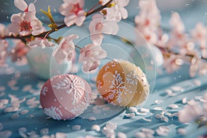 Happy easter Leftovers Eggs Serene Basket. White enchanting Bunny Spring Green. Graduation Card background wallpaper