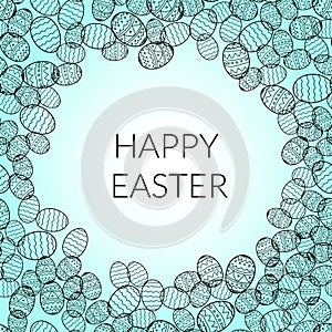 Happy easter lettering greeting card background vector illustration. eggs
