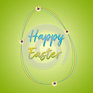 Feliz pascua de resurrección Escribir garabatos huevos marco flores a verde 