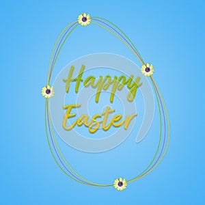 Feliz pascua de resurrección Escribir garabatos huevos marco a flores 