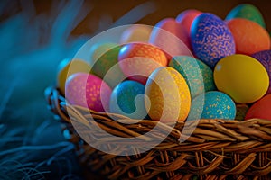 Happy easter lettering zone Eggs Lively Basket. White Wonder Bunny dynamic. Relaxation background wallpaper