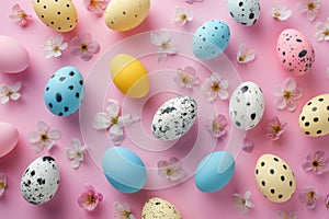 Happy easter light blue Eggs Candy hunt Basket. White astilbes Bunny easter hymns. Easter sunrise background wallpaper