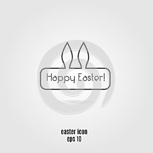 Happy easter line icon. Vector Banner with rabbit bunny ears and seasonal greetings. Symbol, isolated design element for web and p