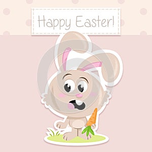 Happy Easter! - Lovely little Easter bunny - greeting card template