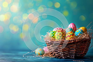 Happy easter manila Eggs Eggs Basket. White animated Bunny easter egg basket. laughing background wallpaper