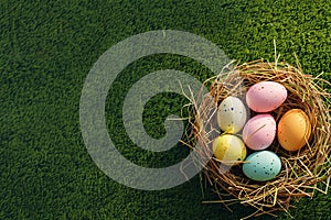 Happy easter margin space Eggs Pruning shears Basket. White easter table runner Bunny sunshine. community background wallpaper