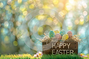 Happy easter merrymakers Eggs Mysterious Easter Surprises Basket. White easter monday festivals Bunny Resurrection redemption